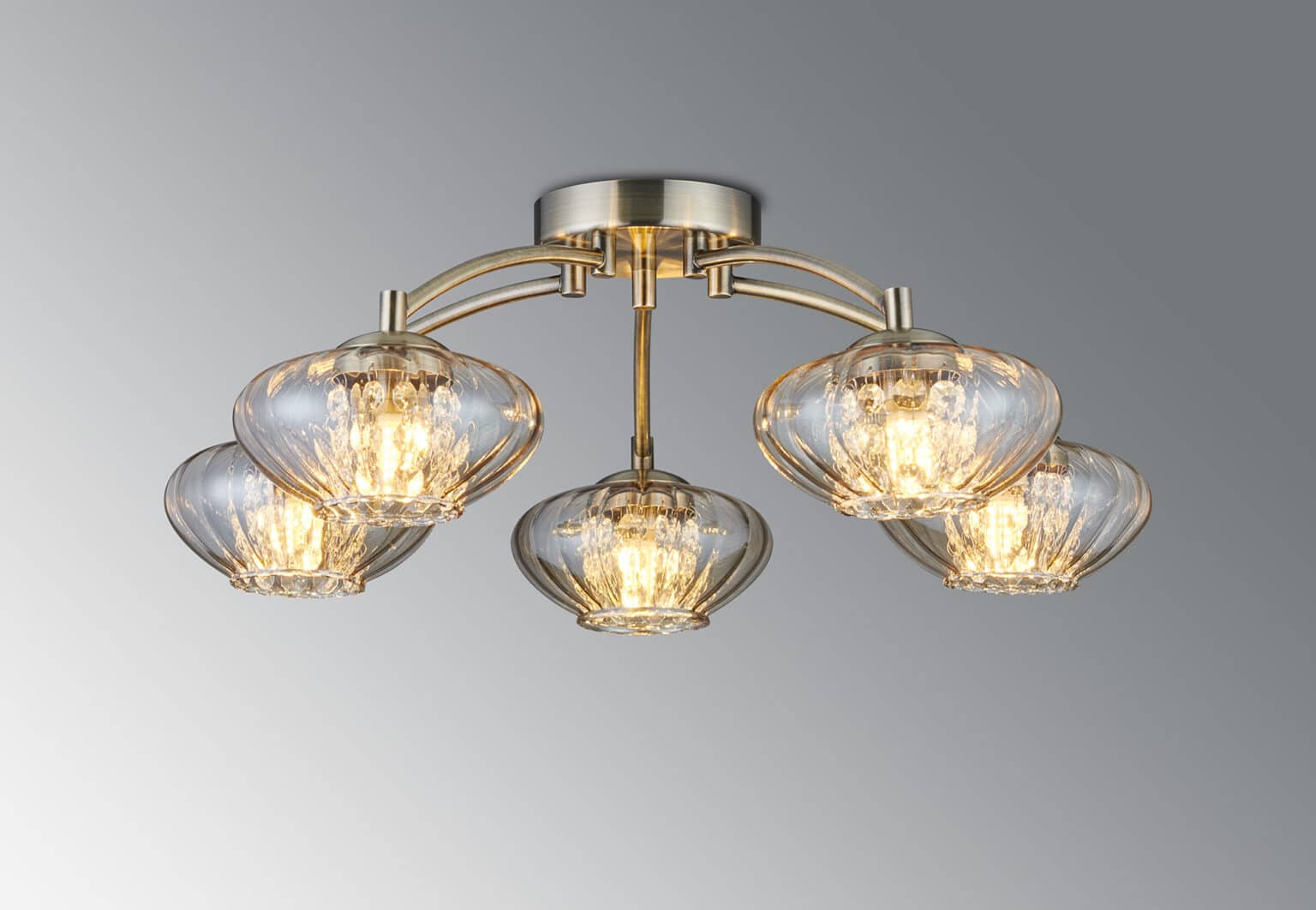 Antique Brass/Amber Glass