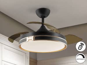 modern ceiling fan in matt black and gold