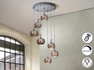 Ambient image of Arian Lamp 7 light hanging in a home