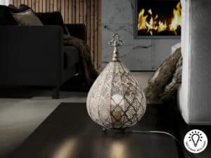 table lantern in achampagne finish