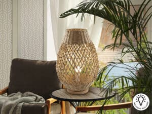Large table lamp braided beige