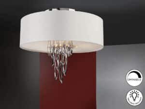 ambient image of the domo ceiling light in white and chrome finish