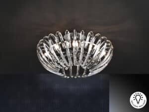 ariadna ceiling lamp. Crystal glass shade with curved bars