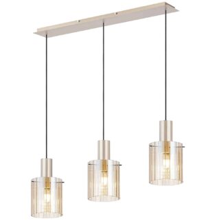 light gold and amber glass linear ribbed pendant