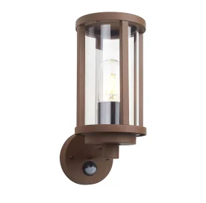 BROWN OUTDOOR WALL LIGHT WITH A PIR SENSOR