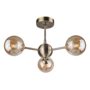 Barbara 3 Light Semi Flush Antique Brass