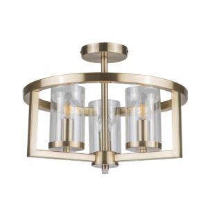 Costello 3 Light Semi Flush Antique Brass