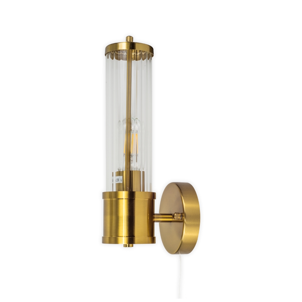 Eleanor Brushed Brass IP44 Bathroom Wall Light - Lux Lighting