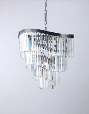 Waverly 12  Light Crystal Pendant Brushed Black Chrome