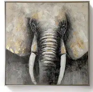 Framed Oil Painting - Elephant