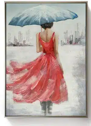 Framed Oil Painting - Brolly Diva