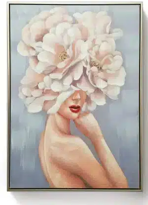 Framed Oil Painting - Floral Gold Portrait