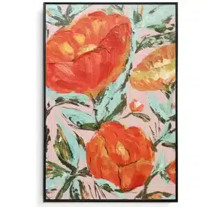 Framed Oil Painting - Floral Peach