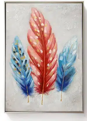 Framed Oil Painting - 3 Feathers