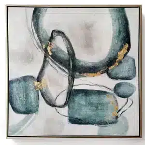Framed Oil Painting - Abstract Shape Teal