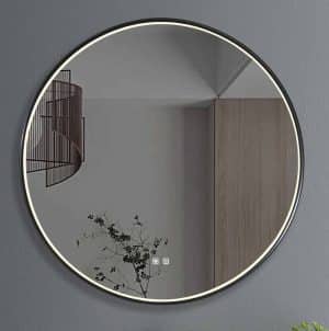 FABRO BLACK IP44 LED ROUND BATHROOM MIRROR (With Touch Dimming and Demister Switch)