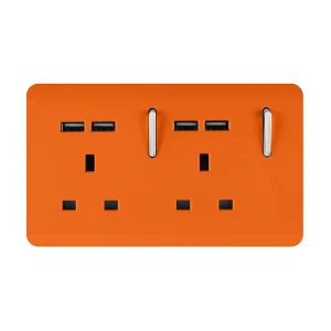 Trendi, Artistic Modern 2 Gang 13A Switched Double Socket With 4X 2.1Mah USB