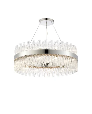 polished nickel crystal chandelier at lux lighting showroom tramore ireland