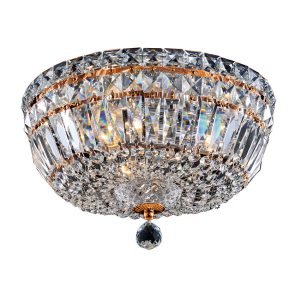 Portland 3 Light Crystal Ceiling Aged Gold