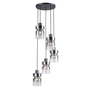SMOKE GLASS CAMDEN MULTI DROP PENDANT FITTING