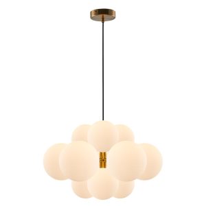Taishan Twelve Light Cluster Pendant Brushed Brass
