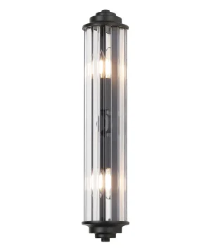 Sharn Black Bathroom Light – IP44 Rated Wall Fixture with Clear Crystal Rods