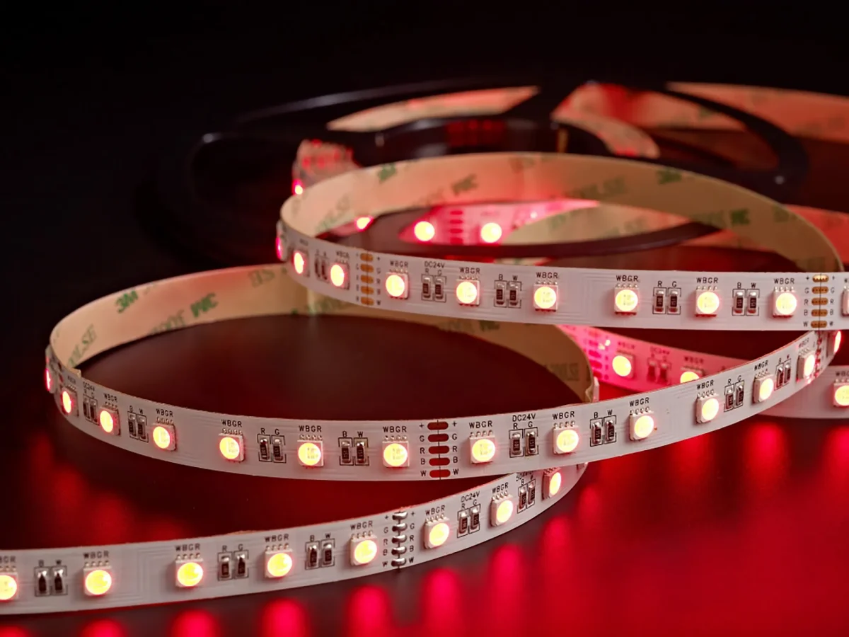 rgb strip lighting shown in red