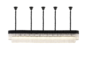 main image showing the Aridius extra large bell cup pendant in matt black with clear glass