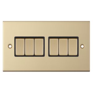 6 gang switch in satin brass