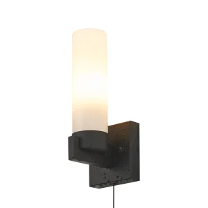 Ren Pull Switch bathroom Wall Light, shown in satin black