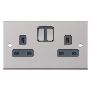 13 Amp Socket Outlet 2 Gang Switched DP & 2 Earth Terminals