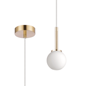 Bathroom Pendant, Lori 1 Light G9, IP44, Brass Gold and Opal