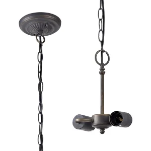 TIFFANY 17cm Tiffany Suspension (FRAME ONLY), 2 x E27, Aged Antique Brass