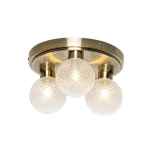 Vermont Ceiling Flush. IP44. Antique Brass