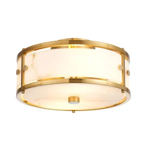 Nuala Round Faux Alabaster Bathroom Ceiling Light 2LT