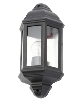 Athena 1 Light Outdoor 3 Sided Lantern Wall Light - Black