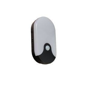 Turus 15 Watt LED Outdoor Oval Bulkhead Light with PIR, Black