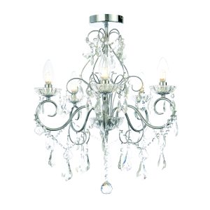 Vela 5 Light Bathroom Chandelier, Chrome