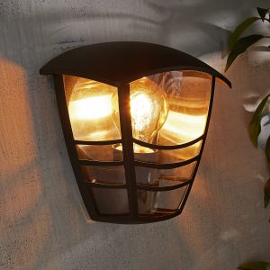 Perdita Outdoor 1 Light Die Cast Half Wall Lantern - Black