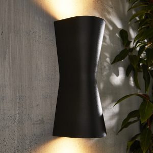 Skye Outdoor Double Cone Style LED Up and Down Wall Light, Black