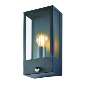 Minerva Outdoor Wall Light with PIR Sensor, Black