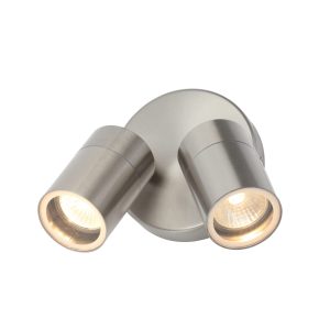 Leto Twin Outdoor Wall Light, Stainless Steel