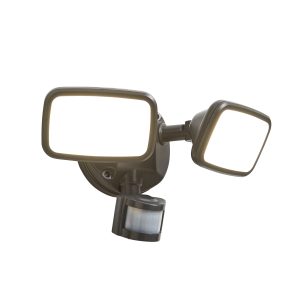Lynn Twin 20 Watt LED Outdoor Flood Light with PIR Sensor - Dark Grey