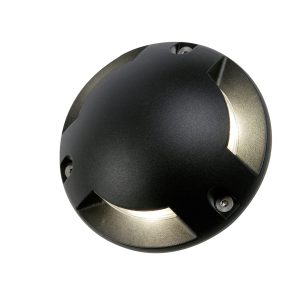 Scout  3 Way Outdoor LED Surface Mount Drive Over Ground Light - Black