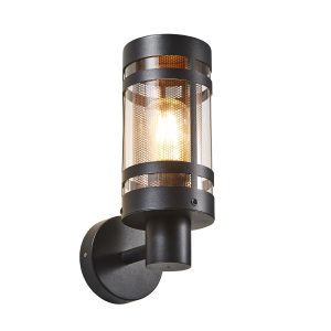 Gada 1 Light Outdoor Wall Light with Brass Mesh - Black