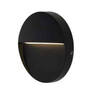 Onza Outdoor LED 11cm Round Wall Light, Black