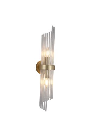 Lara 2Lt Wall Light - Gold Metal & Clear Glass Rods