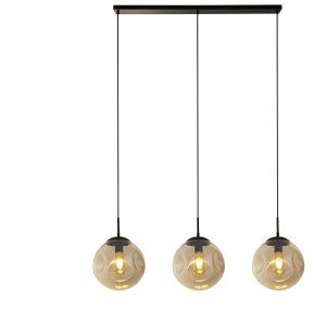 Punch 3Lt Bar Pendant- Black Metal & Champagne Punched Glass