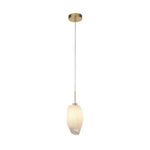 Rocky 1Lt Pendant, Satin Brass Metal  & Glass