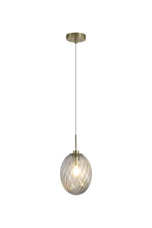 Whirl 1Lt Pendant, Satin Brass Metal with Champagne Glass